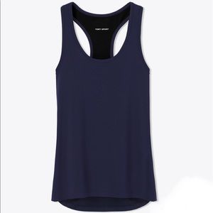 Tory Sport Performance Mesh-back Tank, Navy, Sz XS